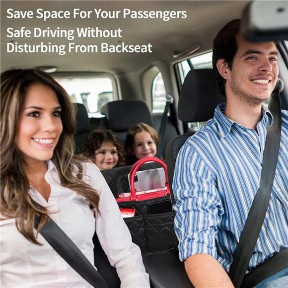 Purse Holder for Car Net Pocket Handbag Holder, (Leather Black) - Picture 8 of 14